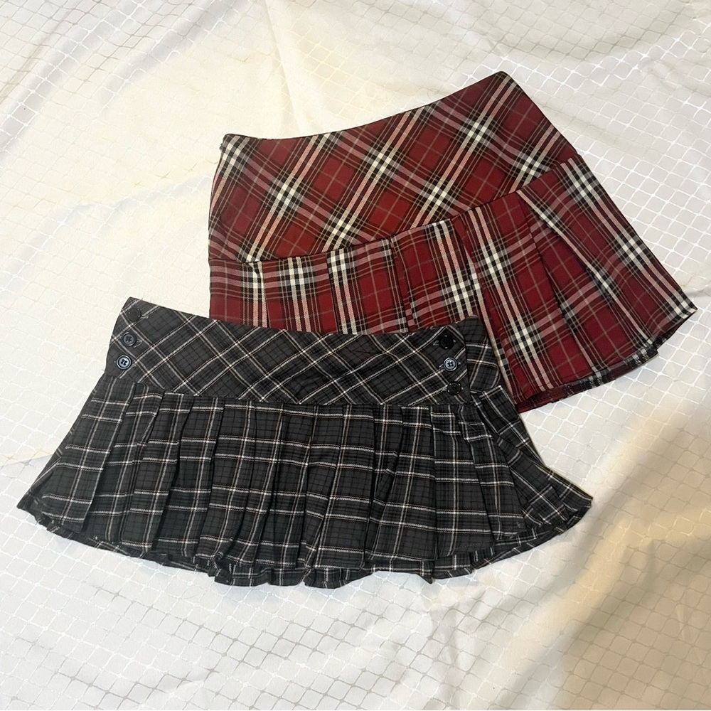 Plaid Flannel Mini Skirt Duo Bundle Y2K